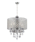 Chrome Finish 4 Light Round Drum Crystal Chandelier With Adjustable Cable Up To 80cm Dope Modern Pendant Ceiling Fixture