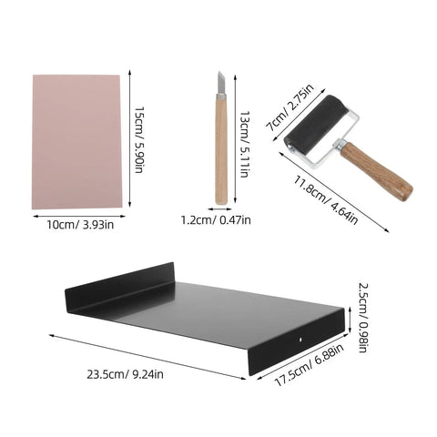 Starter Friendly Rubber Stamp Carving Kit With Carving Blocks And Metal Tools For Beginners Includes Linocut Tools And Printing Supplies To Create Custom Prints At Home Easy Block Printing Set For Crafters And Kids, 15cm block, 13cm knife, 7cm roller