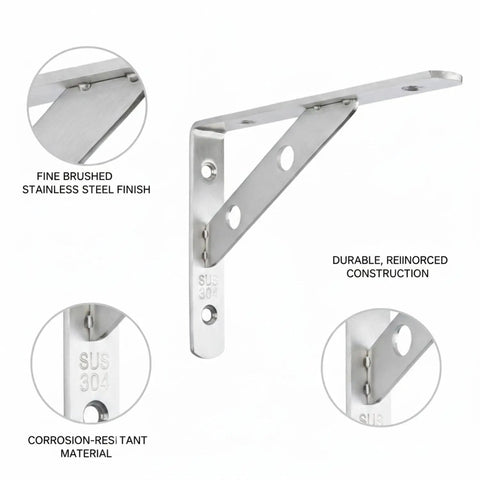 Heavy Duty 304 Stainless Steel L Shape Shelf Bracket For Kitchen Bathroom And Garage Storage Rust Resistant And Extra Strong Support