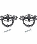 Vintage Ring Drawer Pulls Set of 2 Black Zinc Alloy Dresser Knobs With Screws Retro Style Handles for Furniture Cabinets