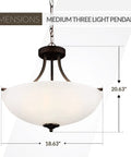 Geary Three Light Bronze Pendant With Steel Construction, Cool Modern Hanging Fixture For Kitchen Island, 18.6" Dia, 20.6" H