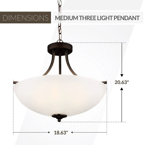 Geary Three Light Bronze Pendant With Steel Construction, Cool Modern Hanging Fixture For Kitchen Island, 18.6" Dia, 20.6" H