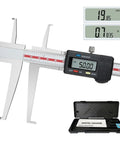 Digital Inside Groove Caliper 10-150mm Stainless Steel With Readout For Measuring Inner Groove Diameter In Bores, Precision Tool For Machinists And Gearheads Everywhere showing digital readout and case.