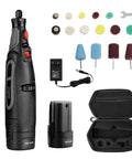Cordless Detail Polisher Kit 12V Rotary Tool With Battery 5000 To 25000 RPM Pro Grade Car Buffing Polishing Sanding Cleaning Includes Foam Pad Set Portable Case displayed with accessories