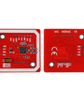 Front and back of red PN532 NFC RFID Module V3 Kit with I2C SPI and High Speed UART HSU built in PCB antenna