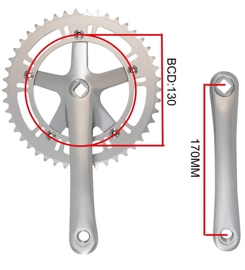Urban Folding Bicycle Crank Set 46T 170mm 130 BCD Aluminum 6061 Crank Arm For Single Speed Bikes Durable Lightweight Sub