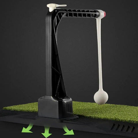 Golf Swing Trainer Putting Mat With 360 Degree Ball Return featuring height adjustable stand on durable base