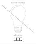 Diagram showing no bulb required for 6 Inch Black Outdoor LED Pendant Light Cylinder Style Hang Fixture with integrated LED