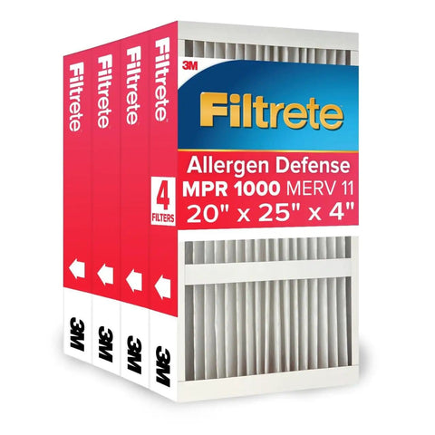 20x25x4 Air Filter MERV 11 MPR 1000 Micro Allergen Defense 4-Pack Fits Honeywell and Aprilaire HVAC Systems For Your Home