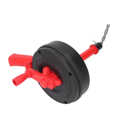 65 Manganese Steel Drain Auger Heavy Duty Pipe Snake with red handles for clearing stubborn clogs in sink and toilet.