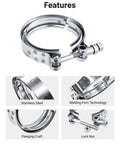 3 Inch V Band Clamp Stainless Steel 304 No Flanges Fits 3.0 Inch Flange, shown with lock nut and welding technology
