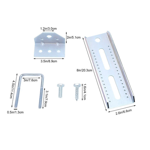 Swivel Top Boat Trailer Bunk Bracket Kit Set Tough As Nails Heavy Duty Galvanized with U Bolts and hardware dimensions shown
