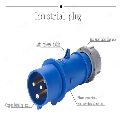 Heavy Duty Industrial Plug And Socket Connector For Surface Or Concealed Installation, High Purity Copper Core, blue casing
