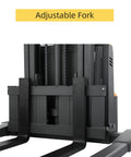 Adjustable fork detail of the Super Lightweight Full Electric Pallet Forklift Stacker with 2640 lbs load capacity.