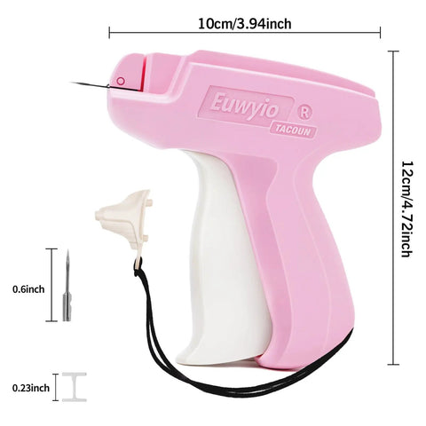 Clothing Repair Gun Kit With 5mm Mini Fasteners In Black And White, Durable Invisible Stitches For Quick Hem Fix, Pink Handle Tool
