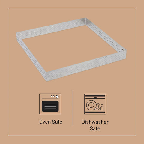 Perforated Square Tart Ring 8x8x0.8 Inches For Golden Crispy Tarts No Fuss Release Easy Clean Game Changing Perforations