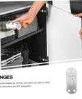 Top Shelf Heavy Duty Metal Bed Rail Brackets With Concealed Headboard Mounting Hardware Six Piece Kit in use with a cabinet.
