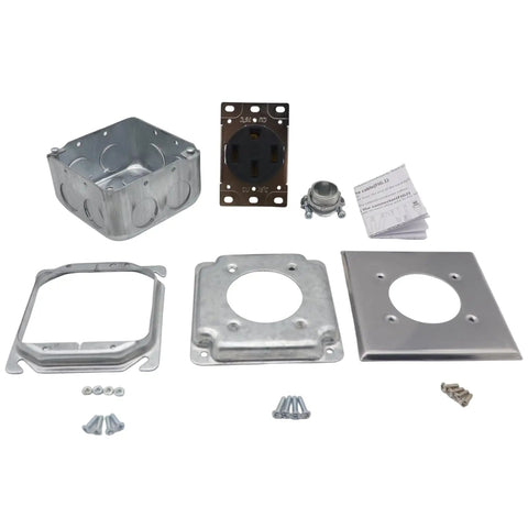 Built Like A Tank 50 Amp Power Outlet Receptacle Nema 14 50R Four Prong Socket Drop In Ready heavy-duty galvanized steel parts set
