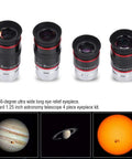 Ultra Wide Angle Long Eye Relief Eyepiece Kit For Telescopes 1.25 Inch 68 Degree Field Of View Four Piece Set 6mm 9mm 15mm 20mm