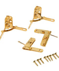 Concealed Rotating Cabinet Hinges Set, 4 Pack With Springs and Screws, gold finish, easy install for furniture and cabinets, heavy duty fittings