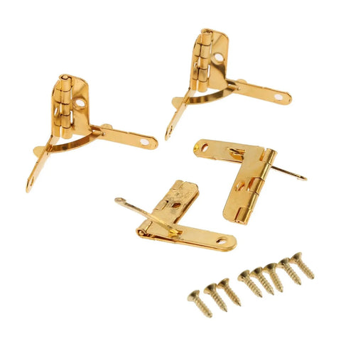 Concealed Rotating Cabinet Hinges Set, 4 Pack With Springs and Screws, gold finish, easy install for furniture and cabinets, heavy duty fittings