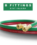 Oxygen And Acetylene Twin Hose Set Dual Hose Quarter Inch Diameter By Fifty Feet With Nine Sixteenths To Eighteen B Fittings
