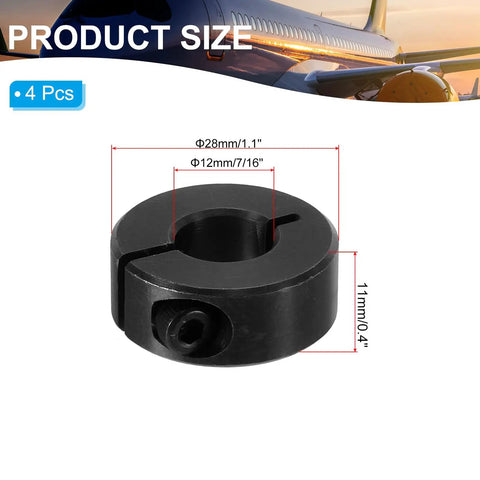 Beefed Up 12mm Bore Split Shaft Collar Set 28mm Outer Diameter 11mm Thick 4 Pack 45 Carbon Steel Locking Collar With Set Screws