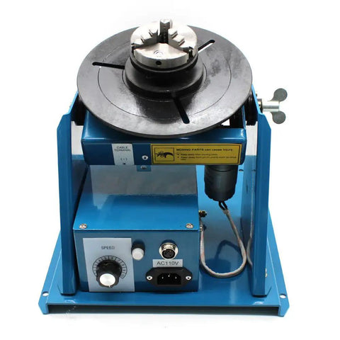 3 Jaw Rotary Welding Positioner Turntable With 2.5 Inch Mini Lathe Chuck 110V front view showing speed control and power input.