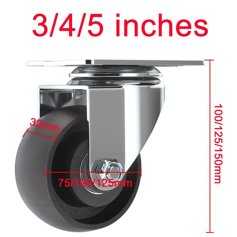 Heavy Duty Industrial Caster Wheels With Top Plate Fixed And Swivel Braking Casters Double Ball Bearing, 3/4/5 inches