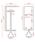 Diagram of Heavy Duty 3 Inch C Clamp 2 Pack With Four Hole Back, Adjustable Desk Clamps for Woodworking and Metalworking.