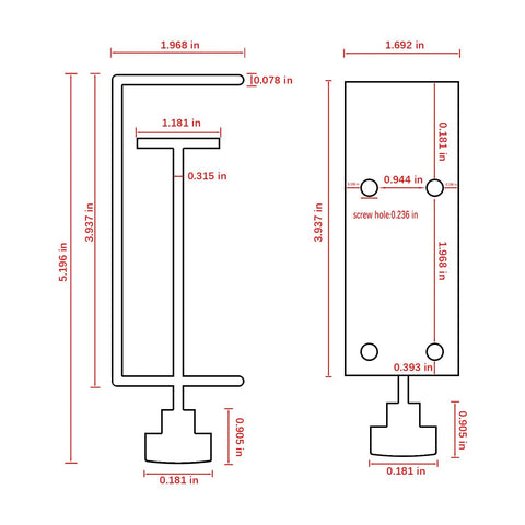Diagram of Heavy Duty 3 Inch C Clamp 2 Pack With Four Hole Back, Adjustable Desk Clamps for Woodworking and Metalworking.