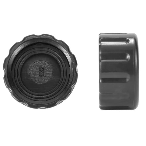 12 Pack Brass Garden Hose End Caps With Washers Three Quarter Inch Female End Caps That Fit Any Three Quarter Inch Male GHT Fittings Also Works As Water Spigot Cap Heavy Duty Brass Construction For Outdoor Use, close-up of cap and side view