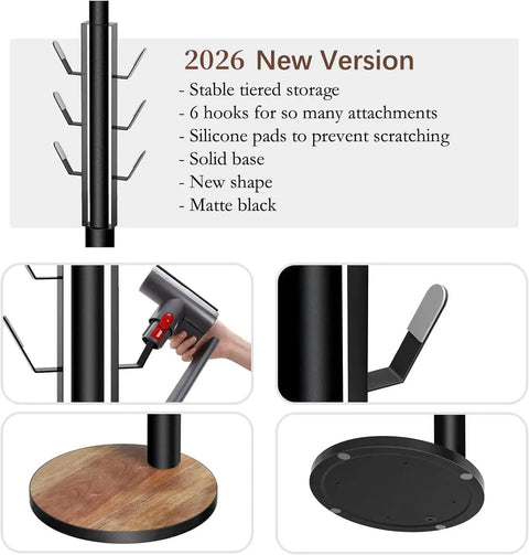 Freestanding Vacuum Docking Station Stand with Six Hooks for V15 Detect and V11 V10 V8 V7 V6 Cordless Vacuum Cleaners