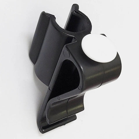 Close-up of a black plastic clip from 16 Pack Golf Club Bag Clips Putter Clamp Organizer Set Lightweight Durable Plastic Putting Clips