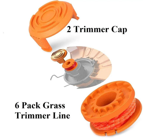 Replacement Trimmer Line Spool For Worx Electric String Trimmers 0.065 Inch 10 Feet Autofeed Edger Line Weed Eater Compatible 6 Pack