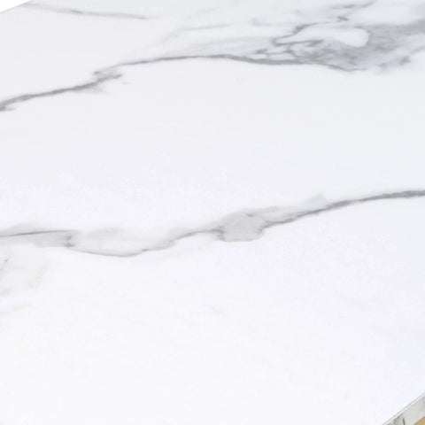 Close-up of white marble-patterned surface, detail of Pro Grade Heavy Duty Metal Utility Salon Trolley On Wheels All In One