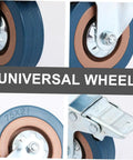 Heavy Duty 2 Inch Pvc Swivel Casters With Lock Brakes showcasing blue rubber wheel and locking mechanism for heavy loads.