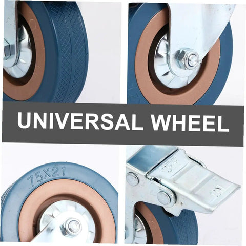 Heavy Duty 2 Inch Pvc Swivel Casters With Lock Brakes showcasing blue rubber wheel and locking mechanism for heavy loads.