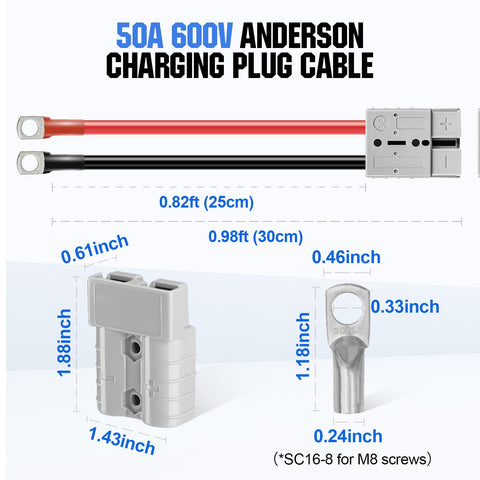 2 Pack 50 Amp Battery Quick Disconnect Switches With 7Awg Tinned Copper Cables For Marine Boat Rv Camper showing red and black cables.