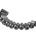 Beefy High Load ER16 Collet Chuck Set for CNC Engraving and Milling Machines 12 Piece Spring Kit arranged in a semi-circle