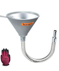 14.84 Inch Steel Bendable Spout Funnel With Filter For Automotive Oils And Liquids, flexible hose, includes gloves