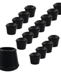 Top Shelf Black Rubber Chair Leg Tips And Furniture Glides Sixteen Piece Set, 3/4 inch round floor protectors for chairs.