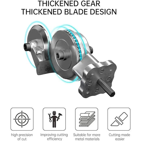 Heavy Duty Electric Drill Metal Plate Cutter Attachment, thickened gear and blade design for precise cutting of steel and aluminum.