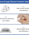 Heavy Duty Silicone Cable Grommets 50 Count Portable Railing Protectors For Metal Posts Lightweight Ring Sleeves Keeps Wires Safe Indoors Outdoors, white silicone grommets on scale and in hand