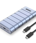 Beast Mode 40Gbps M2 Nvme Ssd Enclosure Usb4 External Drive Adapter With Heavy Duty Aluminum Cooling Shell, silver portable design and USB cables.
