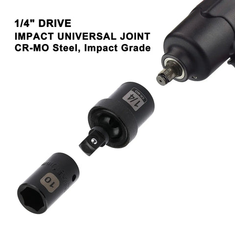 1/4 inch drive impact universal joint from 55 Piece 1/4 Inch Drive Master Impact Socket Set With Deep And Shallow Sockets 6 Point Beefy CR-V Steel