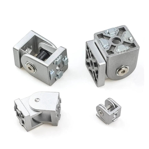 Ball Bearing Door Hinge With Silent Pivot Built To Last Heavy Duty Aluminum Connector For 20 30 40 45 Series Aluminum Extrusion Profiles And 28 4040 Size Ideal For Indoor And Outdoor Residential And Commercial Use, silver aluminum hinge set