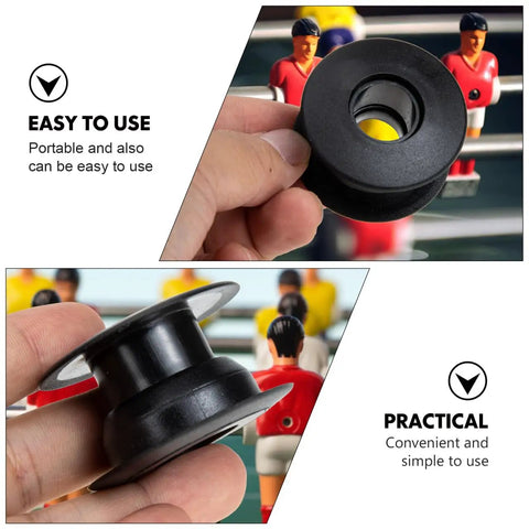 10 Pairs Universal Foosball Rod Bearings Five Eighths Inch 16 Millimeter Plastic Board Bearings Table Football Bushings For Low Friction Smooth Rod Action Pro Style Play And Easy Replacement Accessories, black plastic bearing close-up