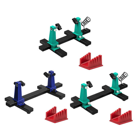 Multifunctional Welding Jig With Adjustable Cable Clamp And Slip Base For Electronics Assembly And Circuit Board Soldering Sweet Grip No Sweat Setup Heavy Duty Fixturing Tool, featuring multiple clamps and red supports.