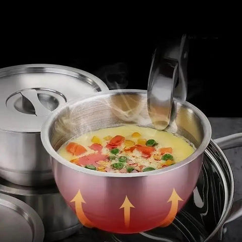 Durable 430 Stainless Steel Steamed Egg Bowl With Lids For Steaming Storage And Serving V Shaped 12x7cm Leakproof Kitchen Tableware
